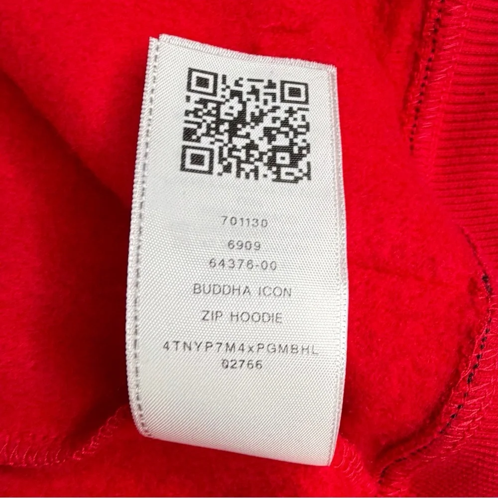 True Religion Full-Zip Fleece-Lined Hoodie Buddha Icon Men’s M Red Streetwear